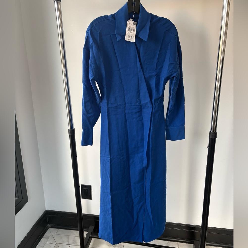 Mango Royal Blue Long Sleeve Dress